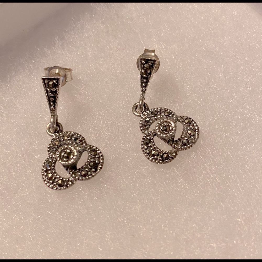 beautiful antique pair of sterling silver earrings